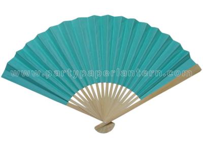 China Artificial Style Blue Printed Bamboo Paper Fans 6” to 12” , Paper Folding Fans for sale