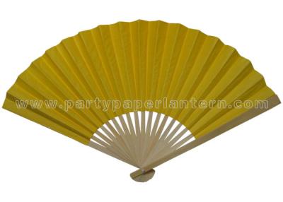 China Rice Paper Yellow Bamboo Fans For Weddings , Folding Printable Paper Fans for sale