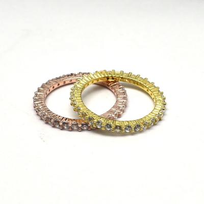 China Classy Vintage 925 925 Sterling Silver Women Prong Setting Clear Zircon Eternity Band Ring for sale