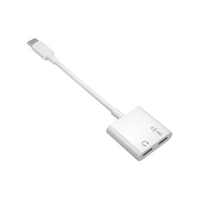 China Mobile Phone Type-C Splitter 1 Male to 2 Female Audio and Charge 2 IN 1 Adapter with 30W PD Fast Charge Live Streaming Equipment USB C Hub for sale