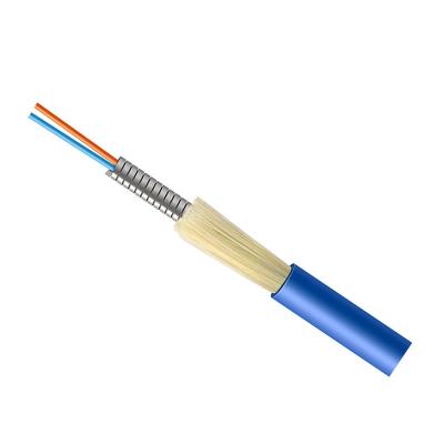 China Indoor Metal 2 Core Fiber Optic Wire Active Optical Cable OFC SM PVC Blue Jacket for sale