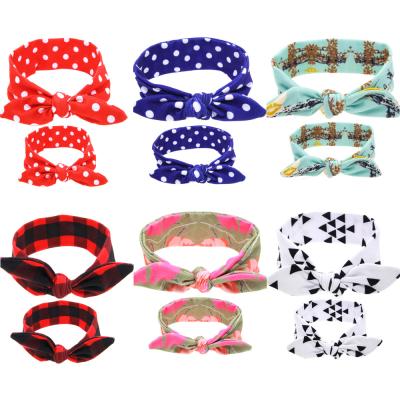 China FanYue ins fashion easy hair accessories printed mother and son headband set grid stitch baby turban headbands for sale