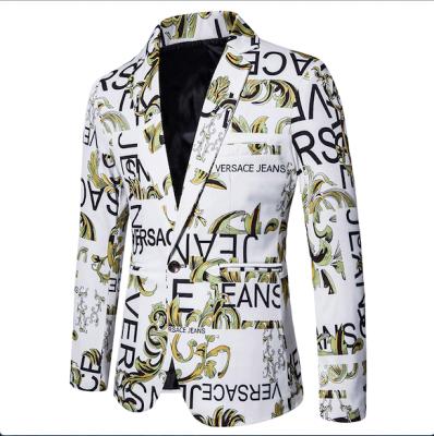 China Stylish Mens Blazer Coat Letter Colorful Floral Print Stylish Blazers for sale