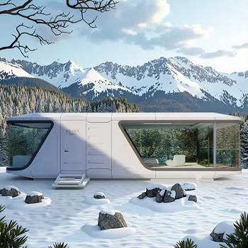 China Luxury Mobile Space Container House Capsule House Prefabricated Space Cabin With Balcony for sale