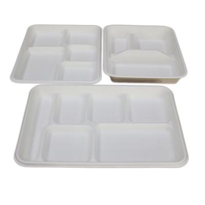 China Disposable Biodegradable 100% Compostable Sugar Cane Bagasse Lunch Food Tray for sale
