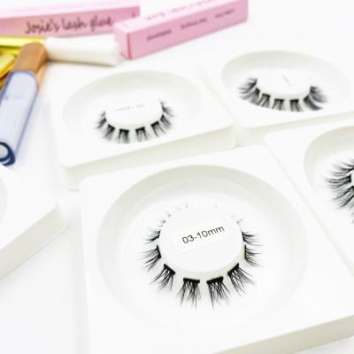 China Wholesale Cozy Faux Mink Lash Vegan Custom Mink Half Lash 15-25mm Pre Cut Lashes With Packaging Box for sale
