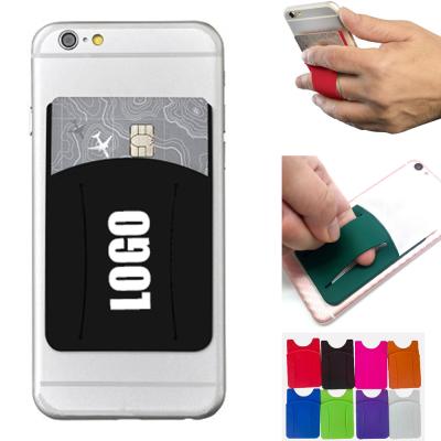 China Custom Silicone Phone Wallet Case With Finger Slot With Adhesive Back Matching Color 86*56*3MM for sale
