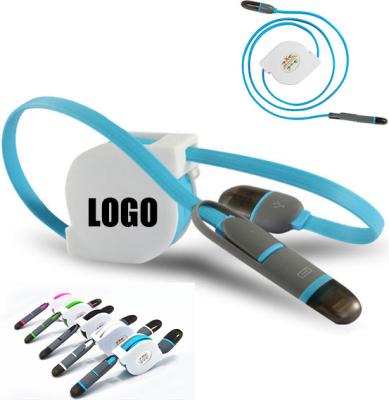 China iPhone & Some Custom Android /Wholesale Phone 2 In 1 Retractable Data Cable Charging Cord With Printing Logo for sale