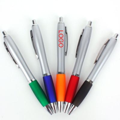 China Office School Ballpoint Pens Promotional Retractable Ballpoint Pens With Custom Logo Gray Colored Barrel With Matching Color Grip for sale