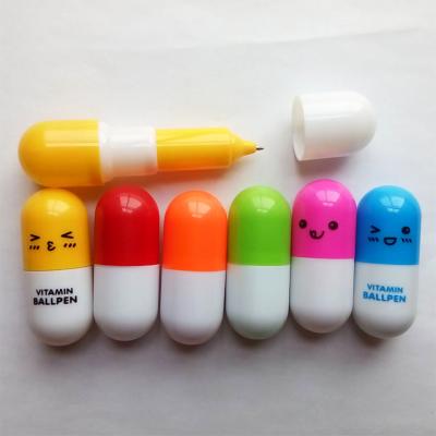 China Office School Ballpoint Pen Custom Cute Emotion Face Pill Shape Smile Retractable Ballpoint Pen for sale
