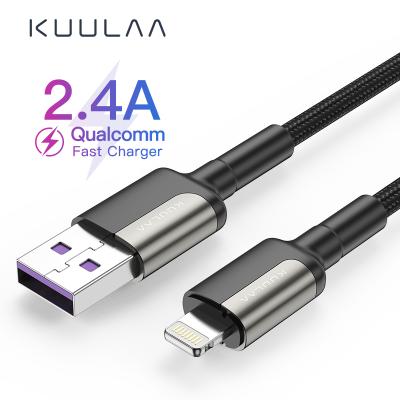 China High Quality 1M 2M Cable 2.4A Mobile Phone USB Cable Charger Nylon Braided + Zinc Alloy Material Fast Charging Data Cable For iPhone for sale