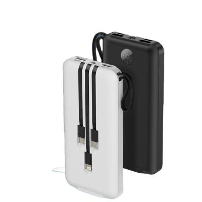 China Fast Charging Support OEM ODM Customized Logo Quick Charger 5 Output 3 Input Built In Cables 10000mAh Power Bank For Outdoor Camping for sale