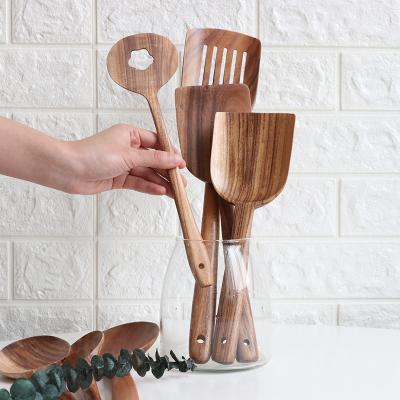 China Viable Hot Selling Kitchenware Wood Cookware Sets Spoon Spatula Wooden Kitchen Tools Teak Wood Kitchen Tableware for sale