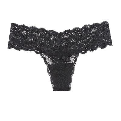 China INTIFLOWER antibacterial 3034 seamless plus size low waist lace panties ladies sexy perspective thong panties for sale