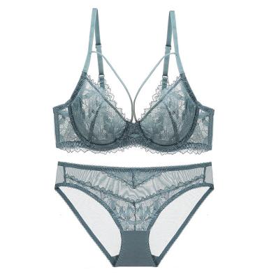 China 2021 Wholesale Sexy QUICK DRY Breathable Comfortable Panties Lingerie Underwear and Net Waist Lace Bra Sets for sale