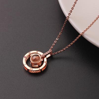 China 100 Languages Necklace Surprise I Love You Romantic Initial Gifts For Girlfriend Women Romantic Projection On Pendant Necklaces for sale