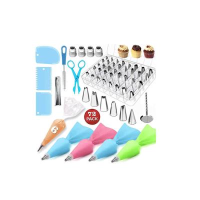 China Sustainable Hot Sale 72 Pcs Baking Tool Kit Cake Rack Sets Decorating Stainless Steel Piping Nozzles Set for sale