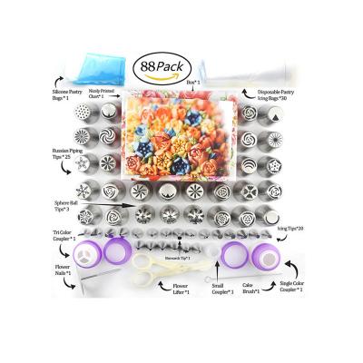 China Sustainable 88 PCS Home Bake Cake Decorating Suppliers Kit Baking Tools Turntable Nozzles Set for sale