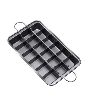 China High Quality High Carbon Lattice Viable Steel 18 Browine Baking Tray Non Stick Diveded Pan Bake Brownie Cake Pans for sale