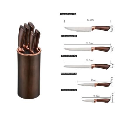 China 6 Piece Kitchen Knives Sets Stainless Steel Cutter Viable Luxury Popular Professional Chef Slicer Set With Block for sale