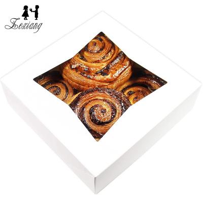 China Zexiang Handmade White Cookie Boxes Valentine's Day Chocolate Strawberries Muffins Donuts Bakery Boxes Window For Pie for sale