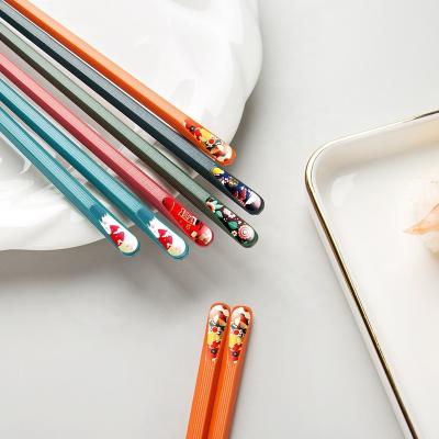 China Reusable Safe Chopsticks 5 PairsFamily Viable Set of Hand Painted Japanese Style Promotional Fiberglass Dishwasher Chopsticks for sale