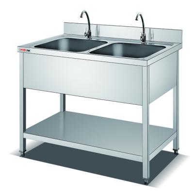 China 201/304 Stainless Steel Restaurant Europe Style Kitchen Double Sink Table Metal Sink Factory Factory Stainless Steel Kitchen Equipment for sale