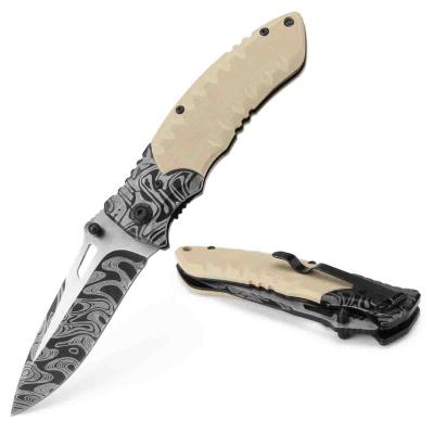 China BR F93 Damascus Outdoor Camping Folding Pocket Knife Profitable Same Non-variable G-10 Handle for sale