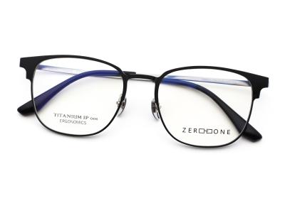 China Gafas de titanio puro y aluminio marco de parpadeo negro gafas de negocios en venta