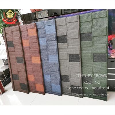 China EUROPEAN Chinese Lightweight Roof Tile 0.4mm Shingle Roof Zinc Steel Galvalume Stone 0.5mm Coated Roofing Tile Metal for sale