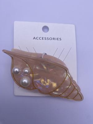 China Fashionable Shell with Pearl Acrylic Hair Claw Clip for sale