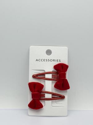China Christmas Atomosphere 2-Packs Red Bow Hair Clip for sale