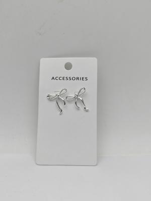 China Sliver Metal Bow Earrings for Women for sale