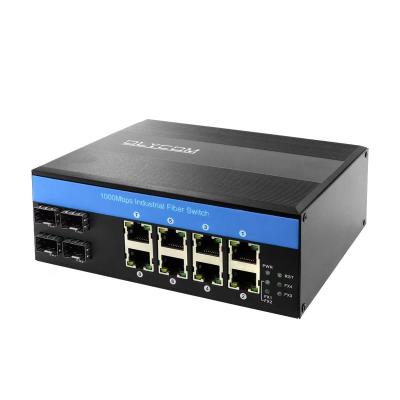 China Interruptor de red de OLYCOM 12Port Gigabit Ethernet industrial con 8 el dinar portuario IP40 montado sobre carriles del POE 4 portuarios SFP 240W en venta