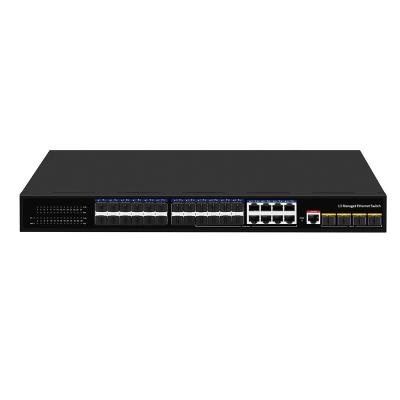 Cina 24 porte 10G Fiber Switch con 8 Gigabit Combo SFP/RJ45 L3 Managed 1U Rack in vendita