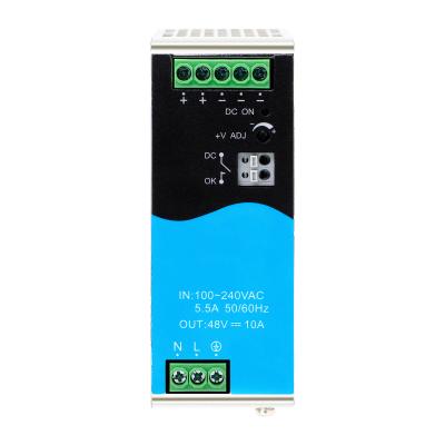 China Fuente de alimentación del tren DIN de 480W 48V 10A Entrada AC/DC ancha con PFC DC activo OK en venta