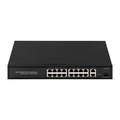 China 16 Port Gigabit Poe Switch Fiber Network Switch Extended 250m 300W for sale
