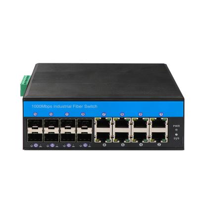 China Puerto manejado industrial del interruptor 8 del Poe de la fibra óptica de IP40 1000Mbps con el carril del dinar en venta