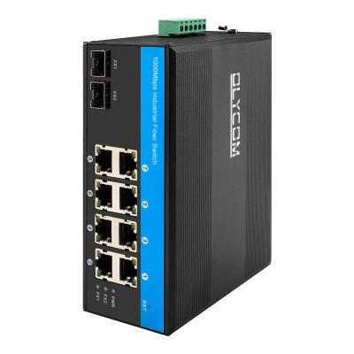 China A instalação industrial do trilho do ruído do interruptor de rede do gigabit 10 portuário com portos 8*RJ45 à venda