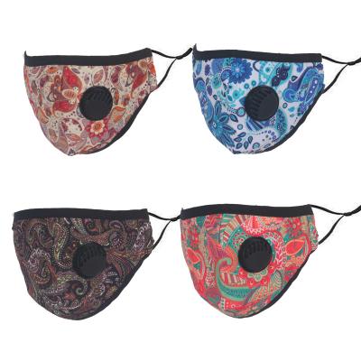 China Cotton Paisley Designed Flower Printed Cotton Mask Fashion Reusable Face-Mask Customized Valved Face Covering for sale