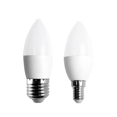 China Residential Plastic Candle C37 3W 5W 6W 7W Home Lighting Candle Lamp E27 E14 B22 Warm White LED Candle Bulb for sale