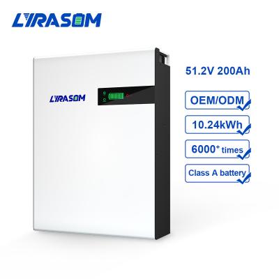 China Home Appliances Lyrasom Household Energy Storage Power Supply 51.2v 5.12kwh 6000cycle Lithium Battery for sale