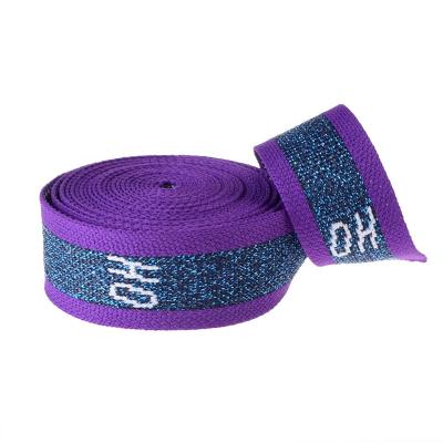 China Jacquard elastic metallic elastic polyester tubular webbing for garment decoration low elasticity webbing belt for sale