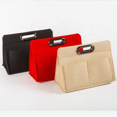 China Promotion 2022 high-end atmosphere 13in felt lady cosmetic non-woven handbag storage container vase lady purse organizer hot sale suka for sale