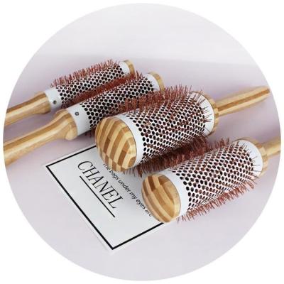 China Round 100% Hard Bristle Hair Brush Hot Sale Hair Brush Boar Bristles Bamboo Handle for sale
