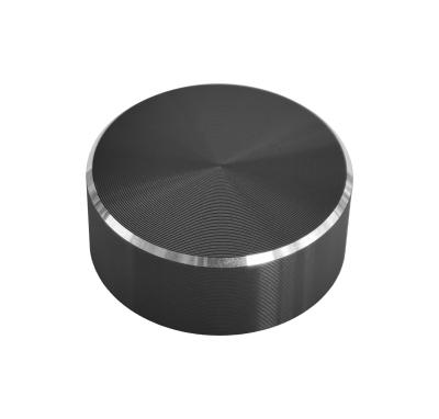 China 29mm Round Made To Order Potentiometer Knob With Radial Brush Effect Black Aluminum Knob For Electrical Oven for sale