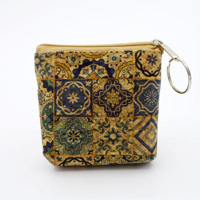 China Vintage Direct Selling Unisex Purse Coin Purse Mini Carry Card Holder Vegan Bag Zippers Cork Eco-Friendly Slim Wallet for sale