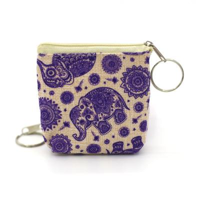 China Fashion factory custom logo printed canvas coin wallet small main chain purse with zipper for women for sale