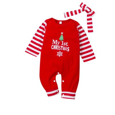 China 100% Cotton Newborn Design Newborn Style Leopard Western Famous Christmas Printed Full Length Rompers With Headbands for sale
