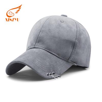 China breathable & Waterproof Promotional Suede Shiny Color Baseball Cap Baseball Caps Bulk With Ring On The Brim for sale